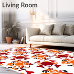 Vibrant Orange Red Abstract Bloom Rug