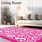 Bold Pink Alphabet Typography Art Rug