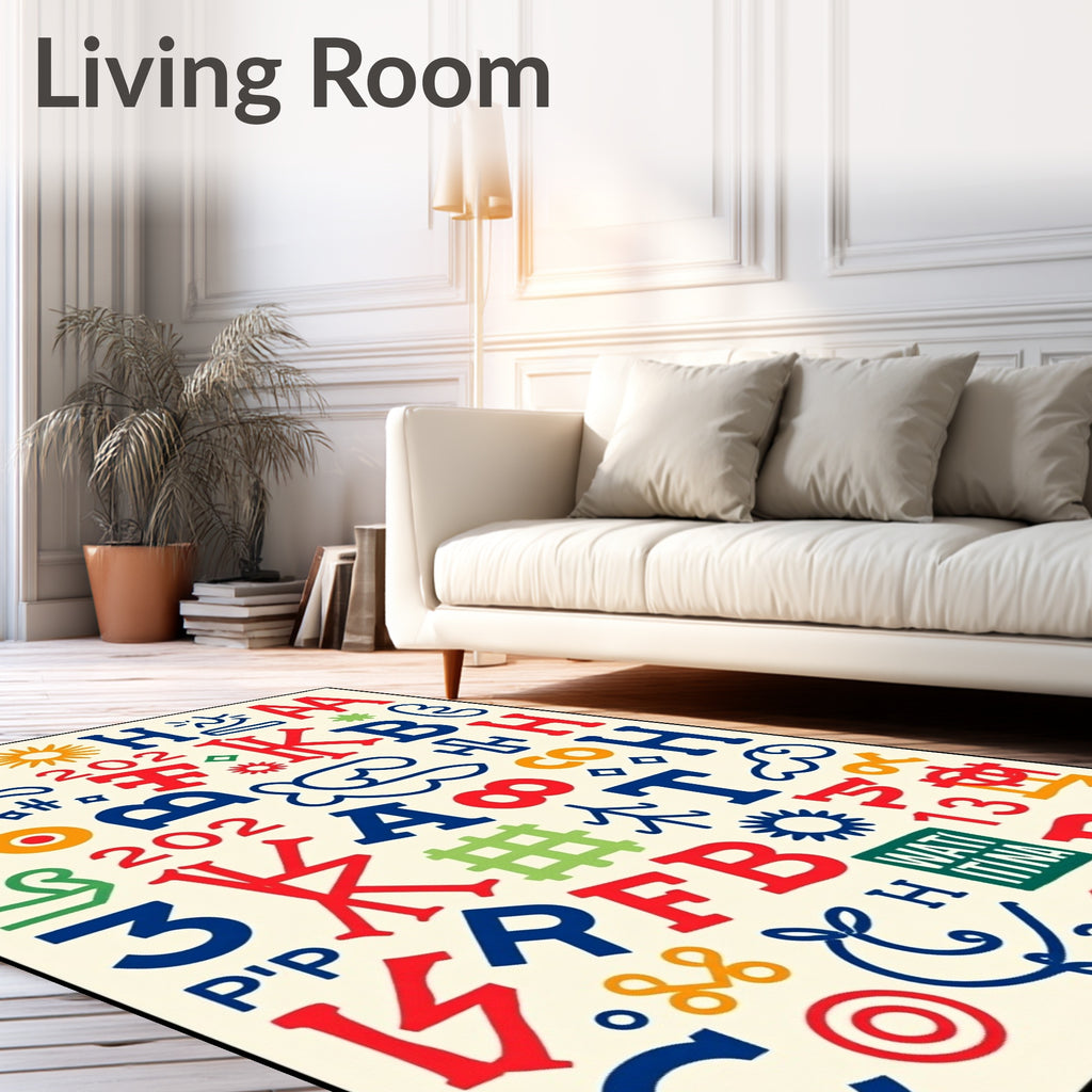 Colorful Alphabetical Collage Rug