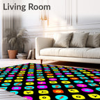 Bold Colorful Geometric Icons Collage Rug