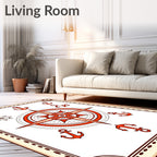 Nautical Anchor Compass Rose Rug