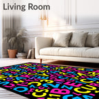 Vibrant Alphabet Collage Rug