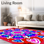 Vibrant Fuchsia Blue Red Mandala Rug