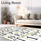 Black White Alphabet Monogram Vintage Rug