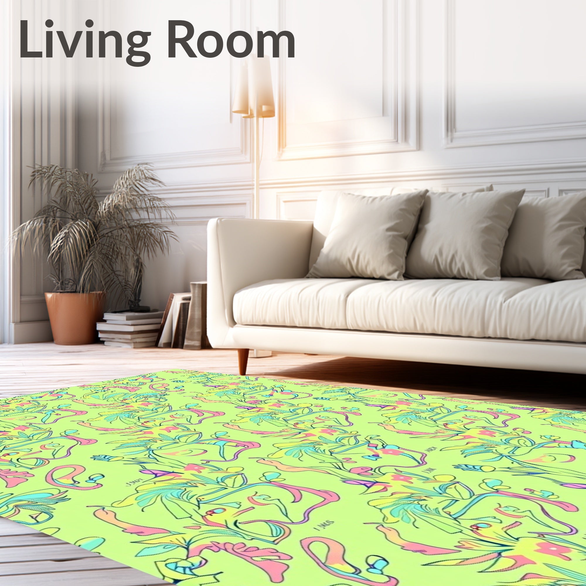 Whimsical Floral Abstract Pastel Swirl Rug
