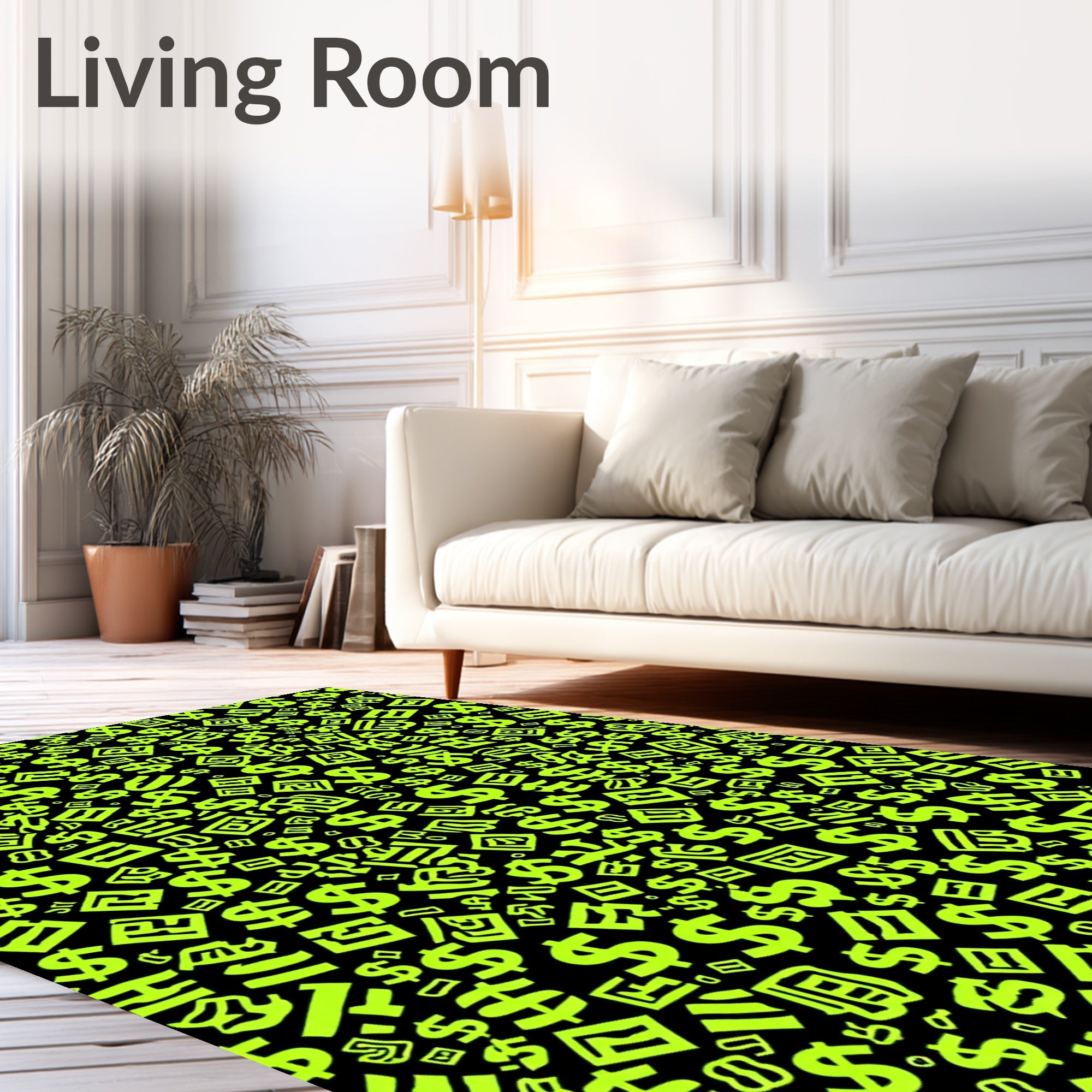 Neon Dollar Sign Collage Rug