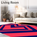 Bold Coral Blue Geometric Accordion Rug