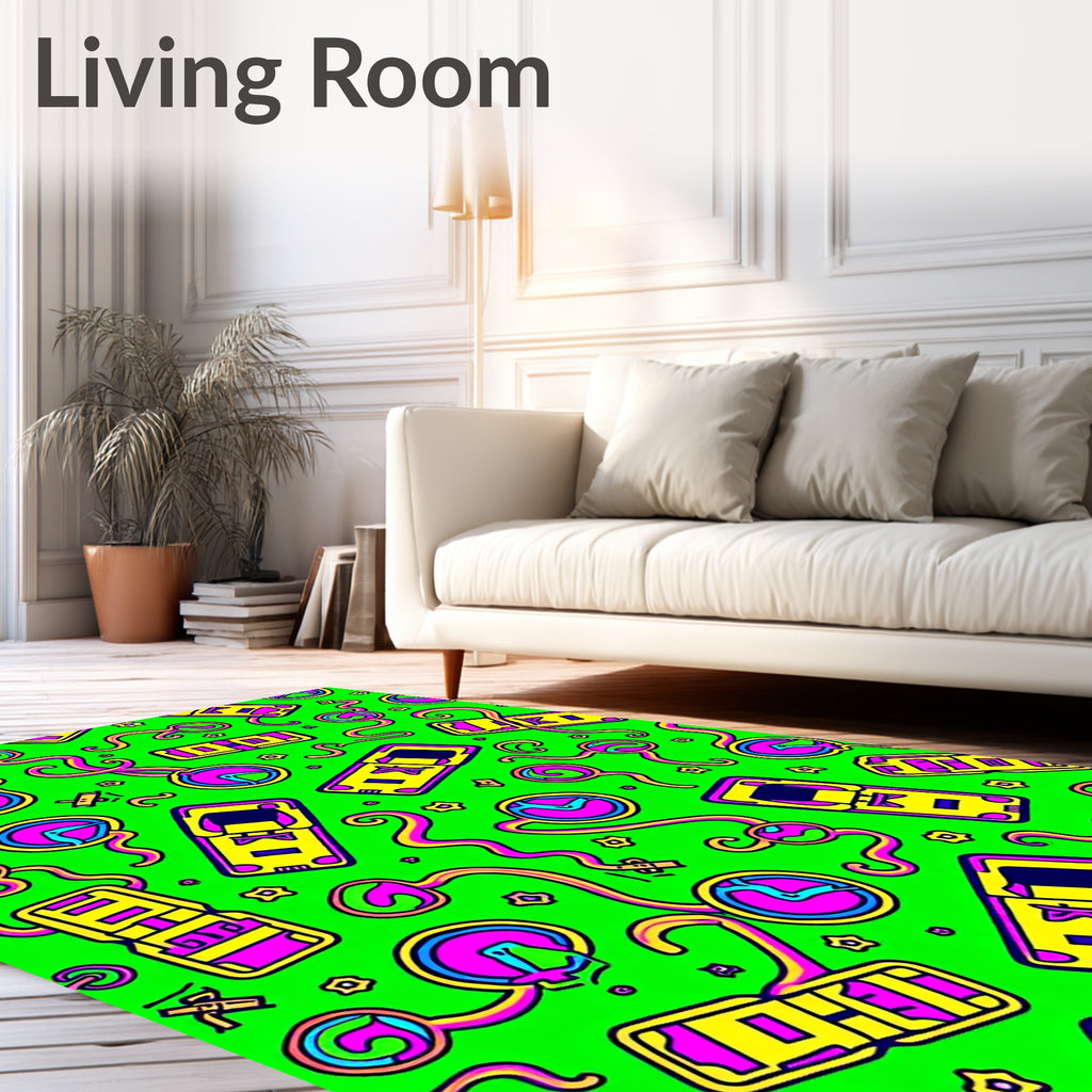 Psychedelic Yellow Pink Pop Art Rug