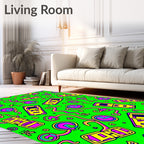 Psychedelic Yellow Pink Pop Art Rug