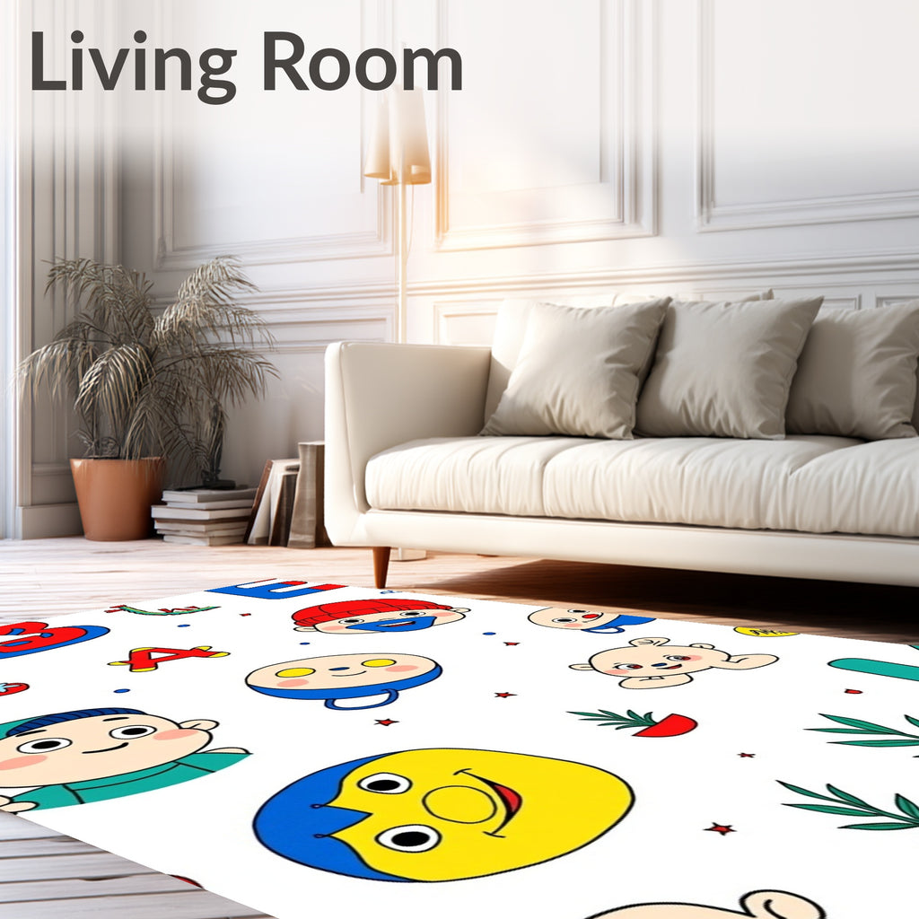 Playful Alphabet Characters and Faces Rug