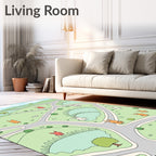 Whimsical Bunnies In Rolling Green Hills Rug