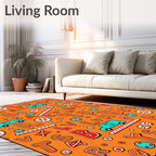 Whimsical Orange Alphabet Cars Theme Rug