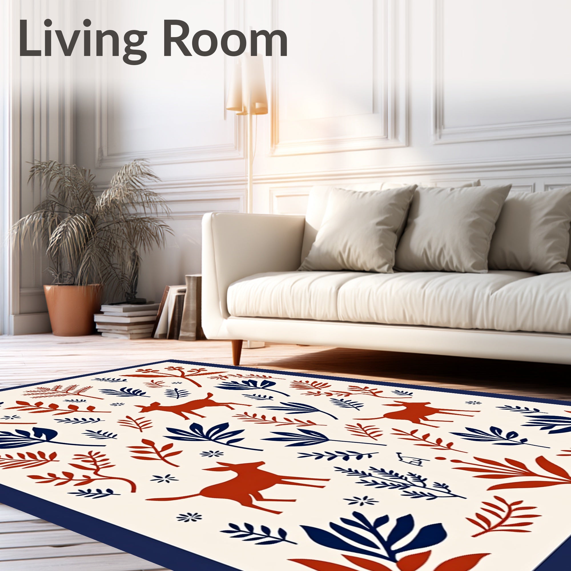 Rustic Woodland Creature Botanical Rug