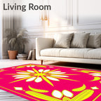 Vibrant Fuchsia Yellow Sunburst Rug