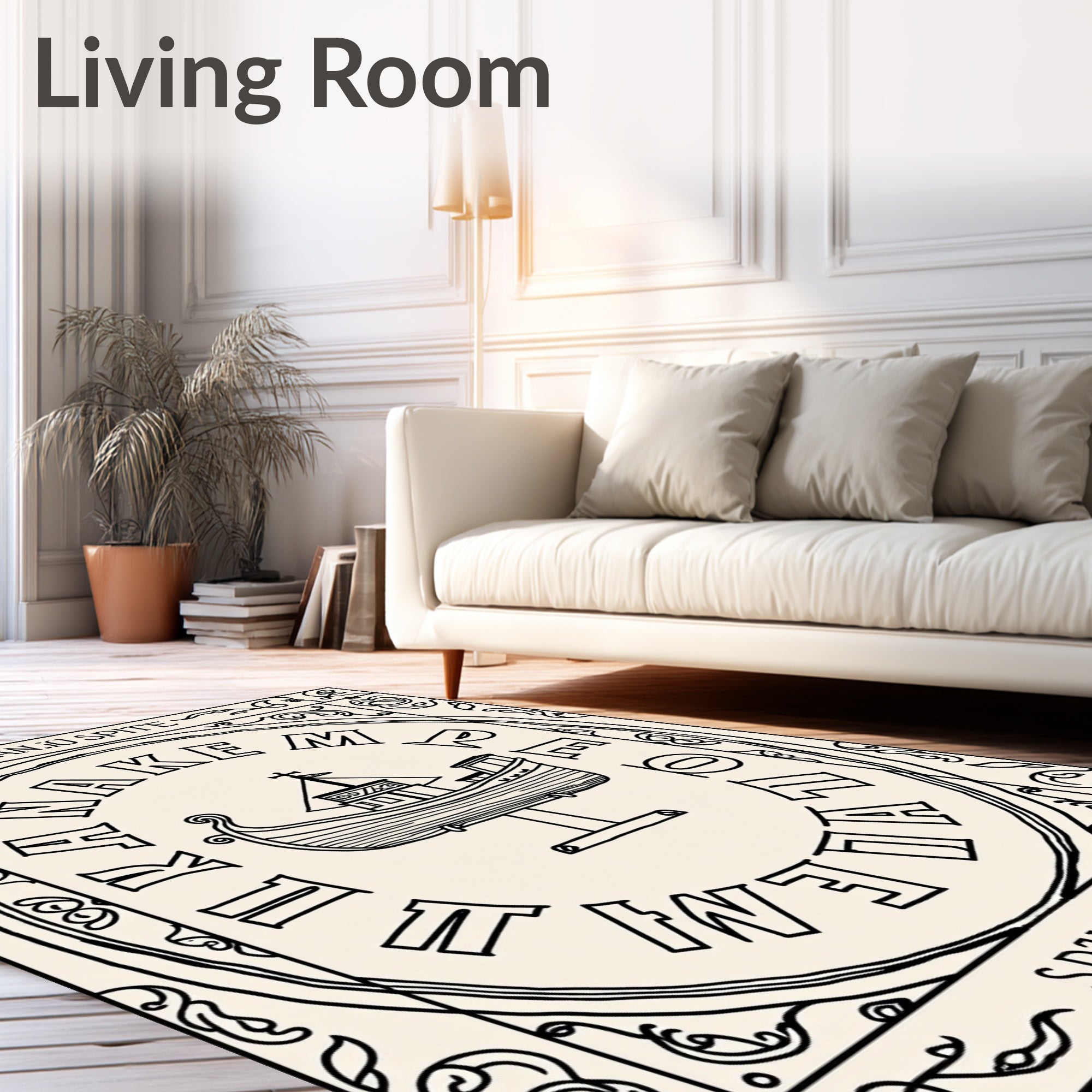 Vintage Nautical Ship Round Emblem Rug