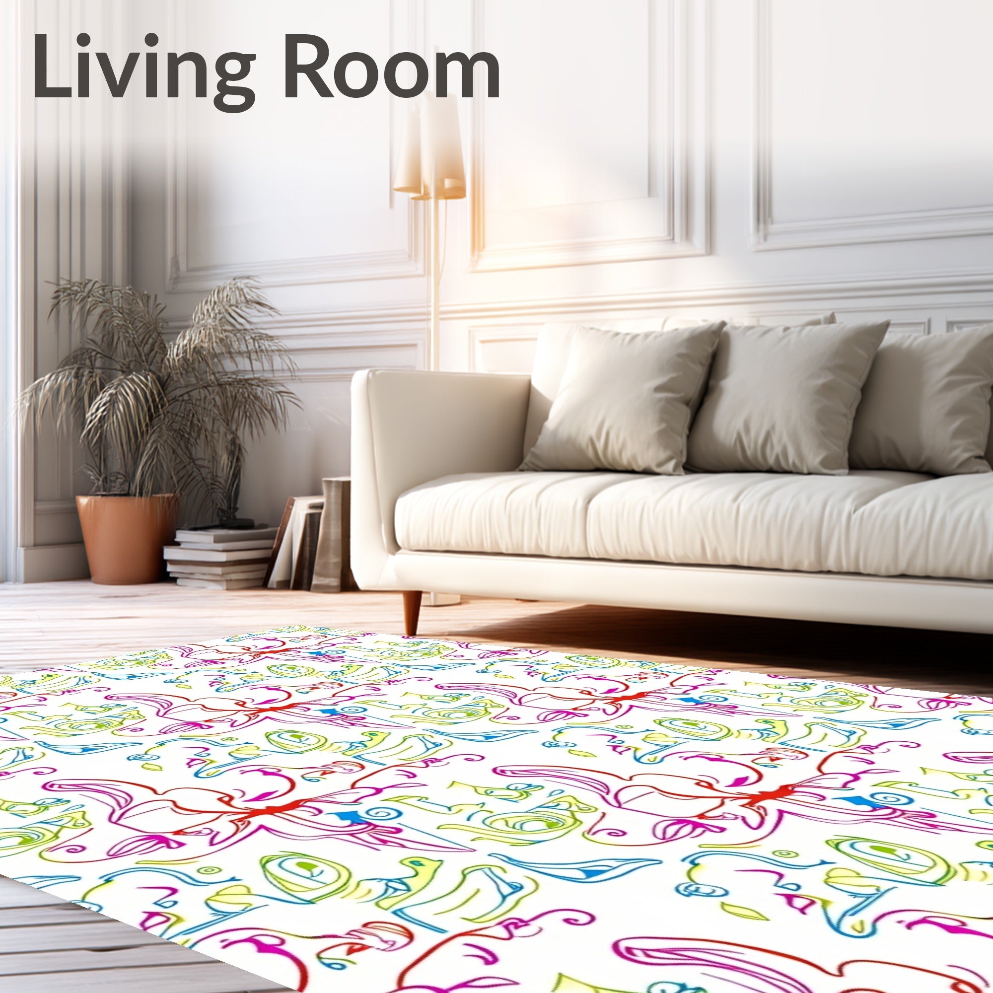 Vibrant Abstract Floral Swirls Rug