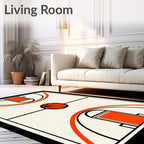 Orange Basketball Court Graphic Rug