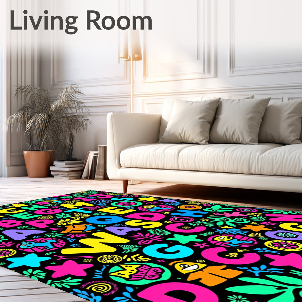 Vibrant Alphabet Tropical Foliage Rug