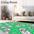 Vibrant Green Money Bills Scattered Rug
