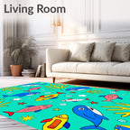 Cute Underwater Sea Creatures Collection Rug