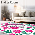 Pink Floral Hedgehog With Grassy Mane Rug