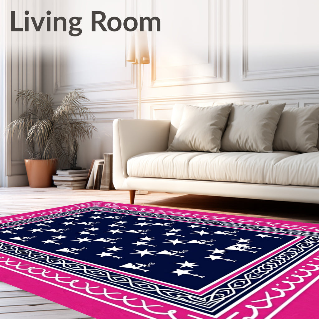 Vibrant Pink Star And Goblet Rug