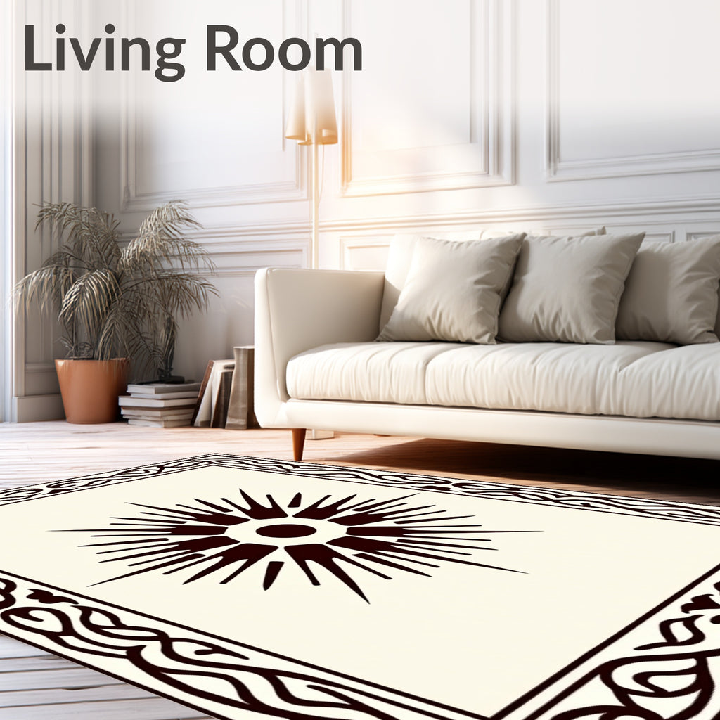 Bold Dark Sunburst Frame Rug