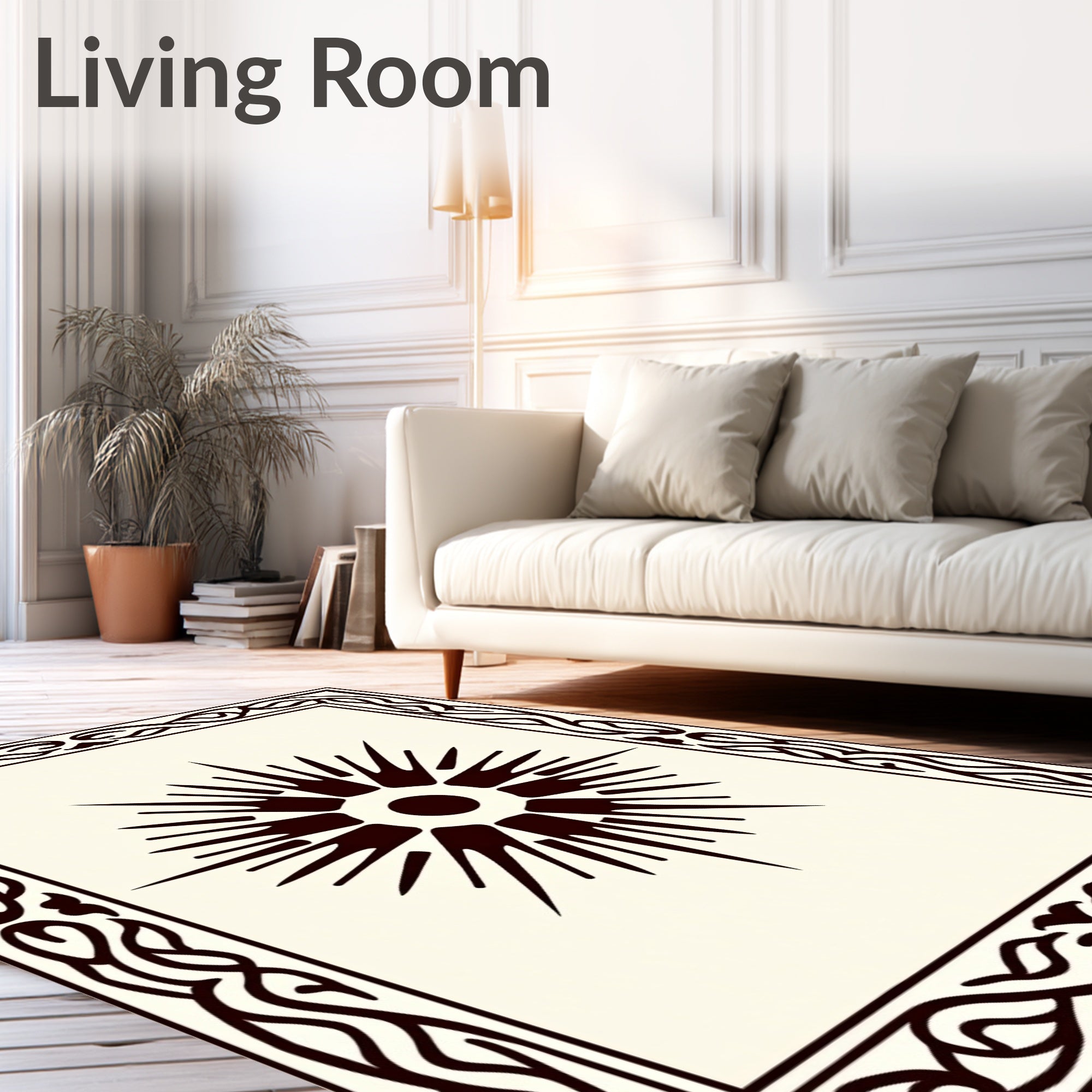 Bold Dark Sunburst Frame Rug