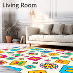 Whimsical Colorful Retro Pop Art Shapes Rug