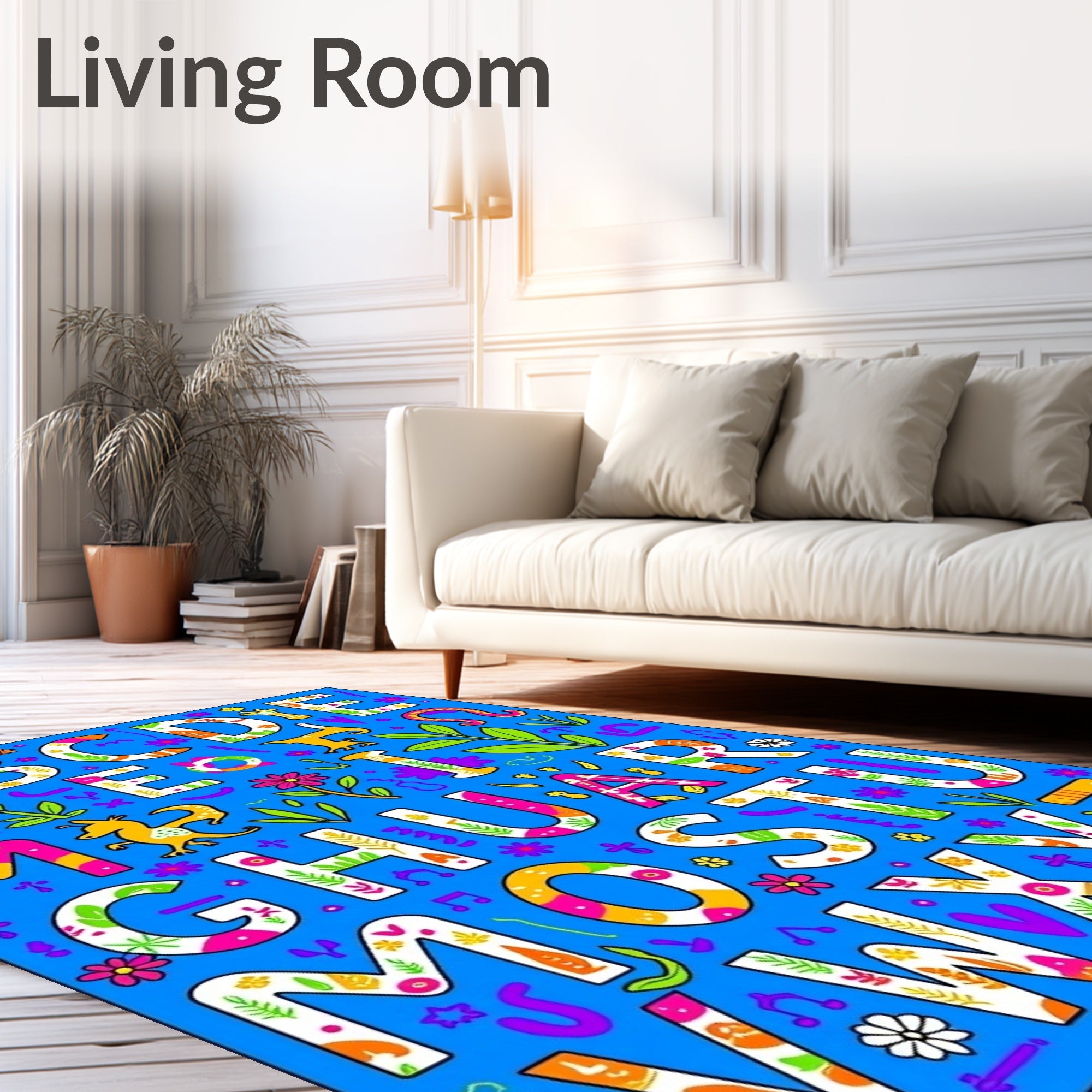 Vibrant Alphabet Garden Illustration Rug