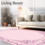 Delicate Lilac Scrollwork Border Rug