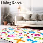 Colorful Alphabet Scatter Playful Rug