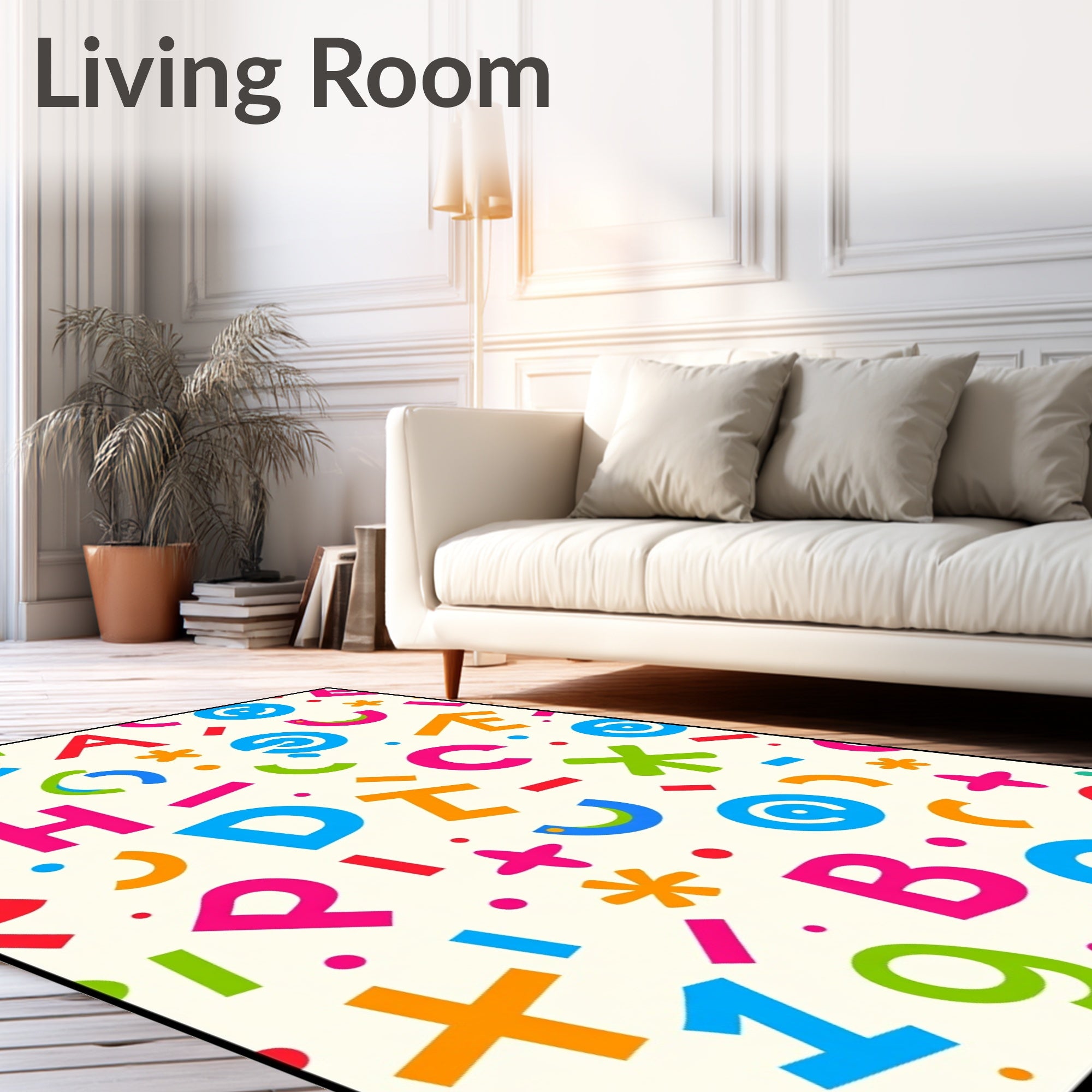 Colorful Alphabet Scatter Playful Rug