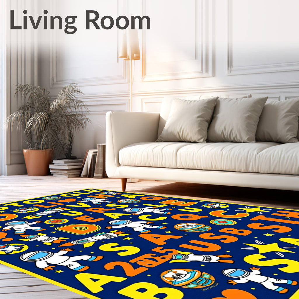 Space Alphabet Rockets Kids Rug