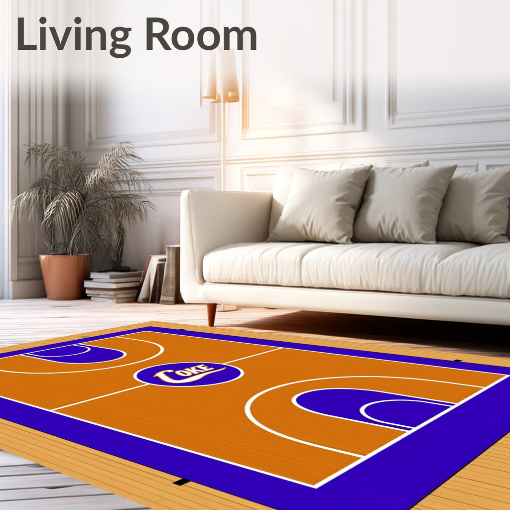 Orange Purple Court Round Logo Rug