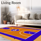 Orange Purple Court Round Logo Rug