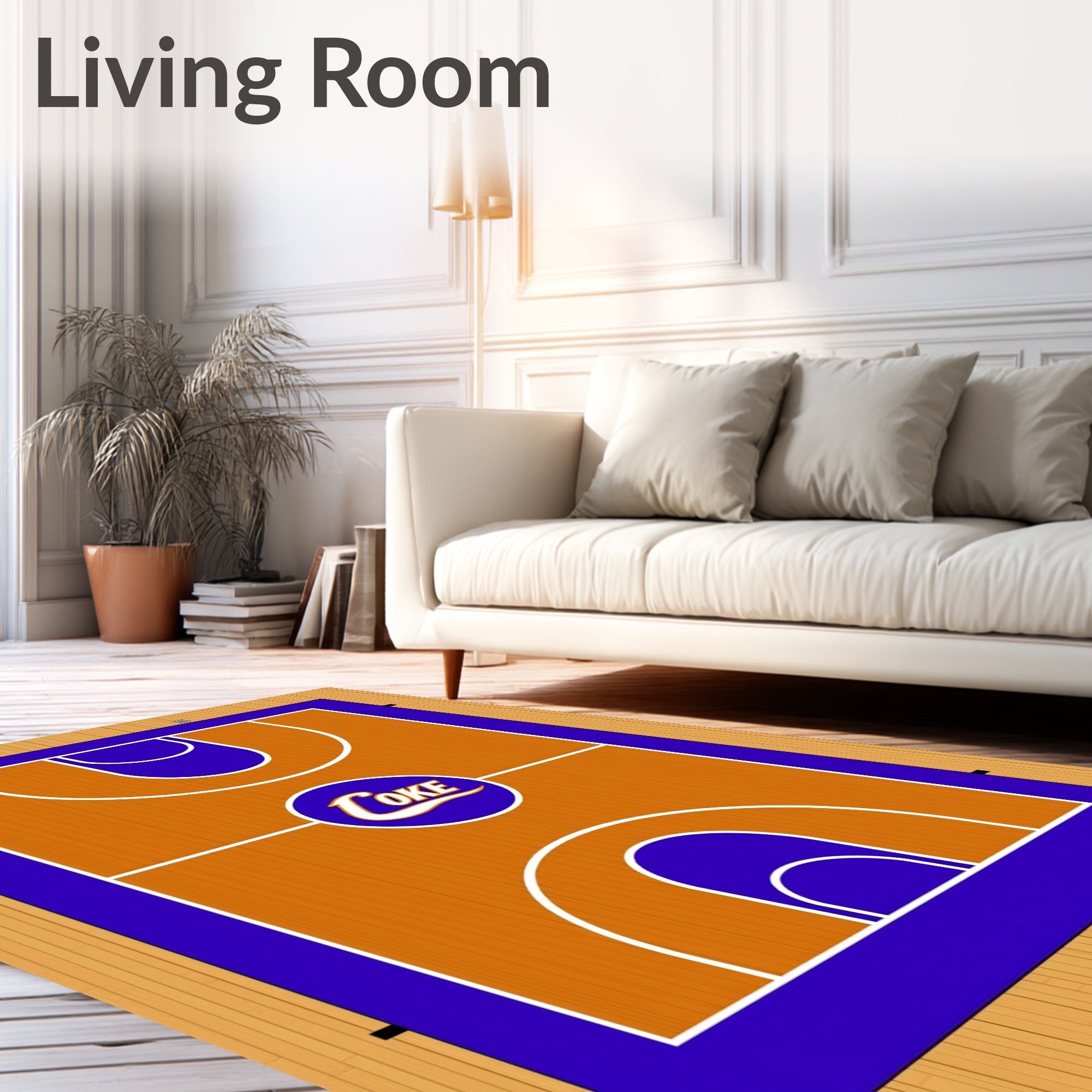Orange Purple Court Round Logo Rug