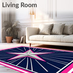 Pink Silver Star Burst Navy Rug