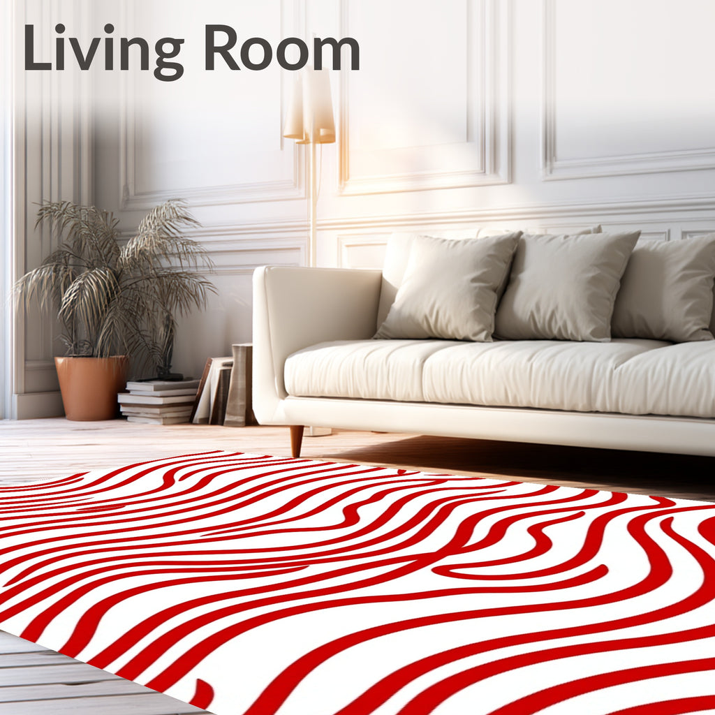 Crimson Wavy Stripe Rug