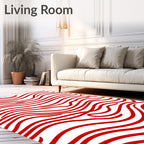 Crimson Wavy Stripe Rug