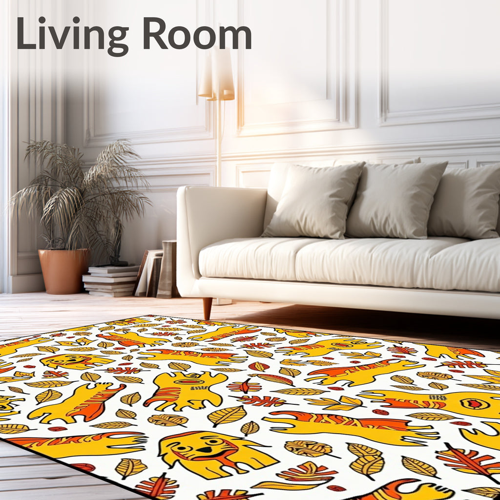 Whimsical Yellow Creature Leaf Scatter Rug