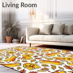 Whimsical Yellow Creature Leaf Scatter Rug