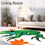 Green Frog with Orange Leaf Accents Rug