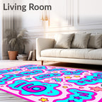 Pink Aqua Cloud Shapes Stars Hearts Rug