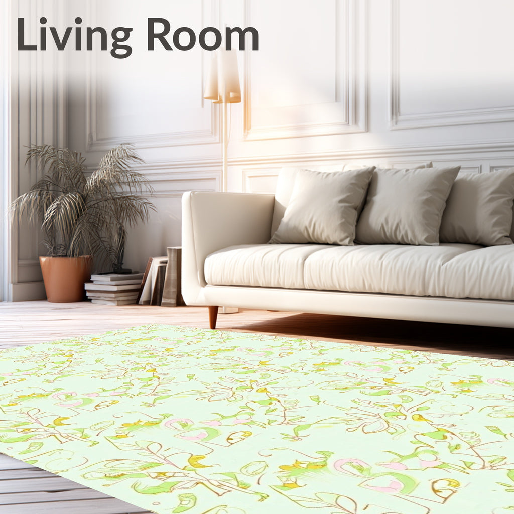 Pastel Leafy Vine Abstract Rug
