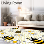 Charming Bees And Daisies Honeycomb Rug
