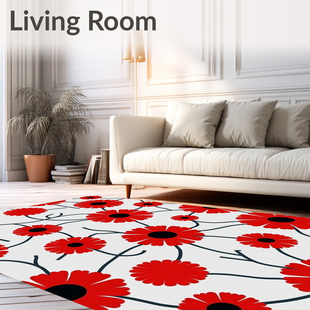 Vibrant Red Floral Vine Rug