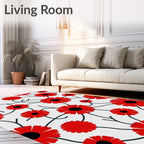 Vibrant Red Floral Vine Rug