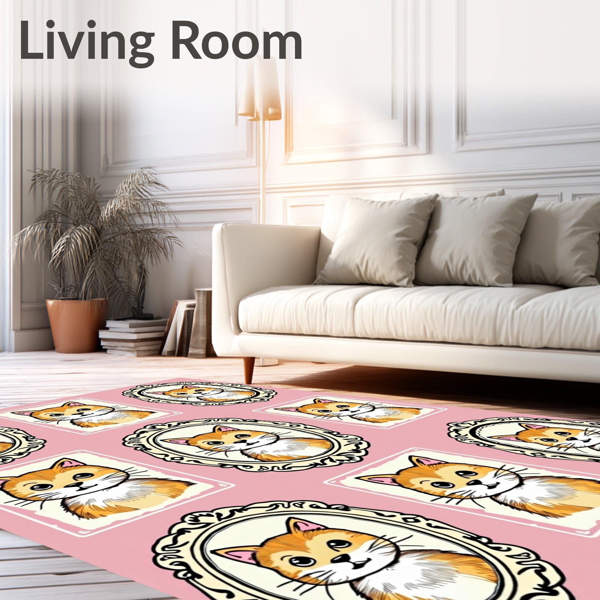 Playful Orange Cat Portrait Collection Rug