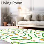 Whimsical Green Cars Letter Track Rug